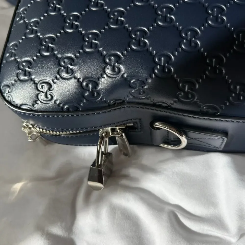 Gucci GG Emblem large briefcase navy blue